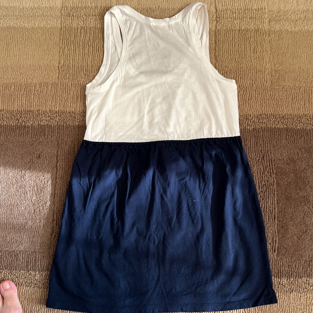 EUC Forever 21 Summer White and Navy Blue Belted Dress size SP - Picture 8 of 10